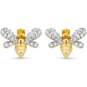 Diamond Point Geelgouden oorsieraden 0.07 ct citrien Queen Bee