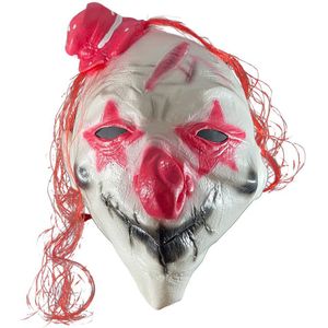 Halloween masker horror clown - Wit/rood - Latex