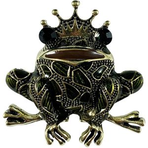 Oeteldonk broche metaal - Kikker met kroon