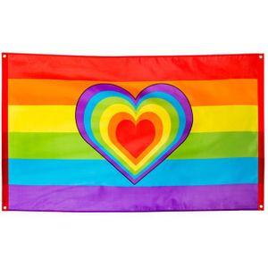 Hartjes vlag regenboog - 90x150cm