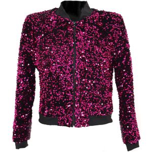 Bomberjack - Pailletten - Roze | Maat 42/44