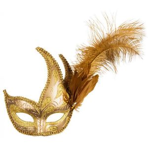 Venetiaans masker met veren - goud