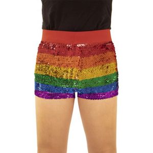 Hotpants met regenboog pailletten | Maat S/M