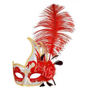 Venetiaans masker venice veren - rood