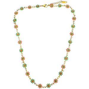 Kruikenstad ketting bloemetjes – Premium RVS – Goud