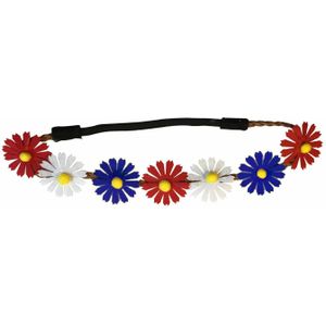 Bloemetjes hoofdband - Rood/wit/blauw