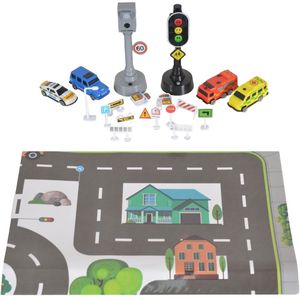 Moni Toys City Car 13-delige Verkeer Speelset met Matje 111647