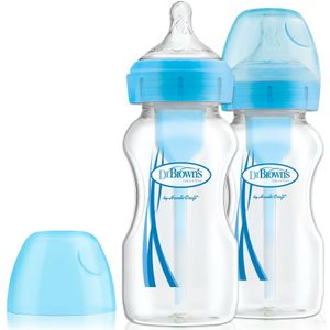 Dr Brown's Options+ Anti-colic 270 ml Blauw 2-pack Brede Hals Fles WB92602-GBX +