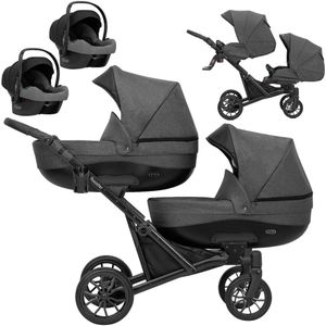 Kunert - Booster Tandem Duowagen - Zwart - Inclusief 2 Autostoelen