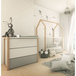 Bellamy - Pinette - Babykamer - Wit - Hout - Ledikant/Juniorbed en Commode