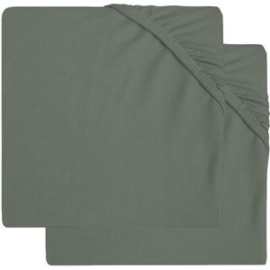 Jollein Jersey Ash Green 60 x 120 cm 2 Stuks Ledikant Hoeslaken 2511-507-00095