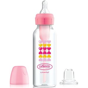 Dr Brown's Options+ Anti-colic 250 ml Smalle Hals Overgangsfles 2-in-1 Kit Roze SB8191-P3