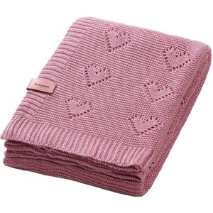 Baby Ono Bamboo Knitted Hearts Roze 75x100 cm Wiegdeken 1478/01