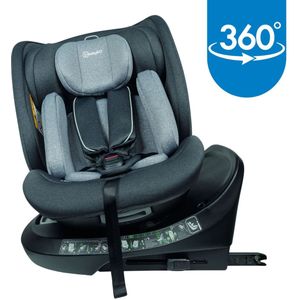 BabyGO Protection 360 - autostoel - i-Size met isoFix - 360° draaibaar - Grijs - voor kinderen van 40-150cm