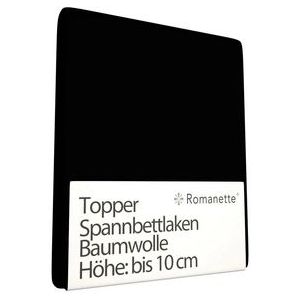 Topper Spannbettlaken Romanette Schwarz (Baumwolle)-90 x 200 cm