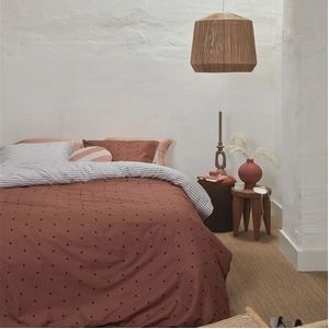 Bettwäsche VT Wonen Striped Hearts Terrakotta Baumwolle-155 x 220 cm