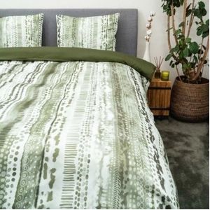 Bettwäsche Kayori Dashi Baumwolle-Satin Grün-155 x 220 cm