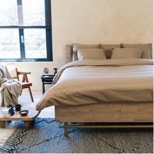 Bettwäsche Kayori Shizu Baumwolle Perkal Taupe-135 x 200 cm
