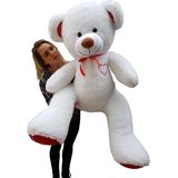 Grote witte knuffelbeer teddybeer met I Love You tekst geborduurd 160cm