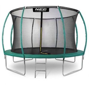 Trampoline 435 cm groen - met gebogen net & ladder - max 150 kg