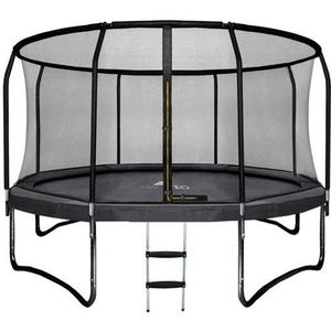 Trampoline - 366 cm - met net en ladder - tot 150 kg - zwart