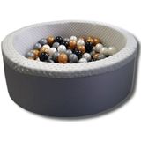 Ballenbad met 200 ballen - Wasbare hoes - 90x30 cm - Grijs / Wit