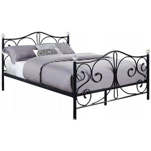 Metalen bedframe met lattenbodem - 120x200 - zwart met kristal