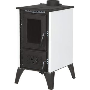 Houtkachel met verwarmingsplaat - 10kW - gietijzer - wit