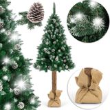 Kunstkerstboom - 180 cm - op houten stam - met dennenappels