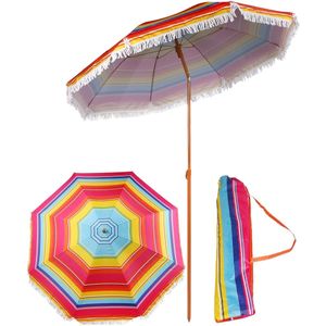 Strandparasol - met draagtas - 180 cm - rood blauw geel