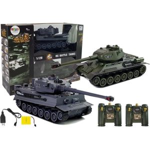 RC-tanks - set van 2 - groen en grijs - T-34 en Tiger tanks