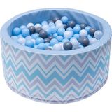 Ballenbak - stevige ballenbad -90 x 40 cm - 200 ballen Ø 7 cm - blauw, wit, grijs en zwart