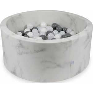 Ballenbak marmer met 300 witte, grijze en donkergrijze ballen - 90 x 40 cm - rond