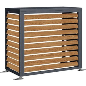 Airco omkasting - ombouw warmtepomp - 100x50cm - RVS - houtlook