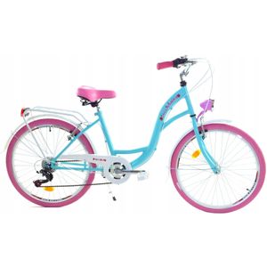 Meisjesfiets - 26 inch - met 7 versnellingen - zeegroen roze