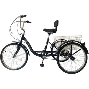 Driewieler fiets - zwart - 7 versnellingen