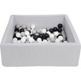Ballenbak - stevige ballenbad - 90x90 cm - 150 ballen Ø 7 cm - Wit, grijs, zwart.