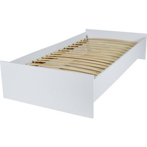 Tienerbed - Wit - Houten Eenpersoons Bed - Met Lattenbodem