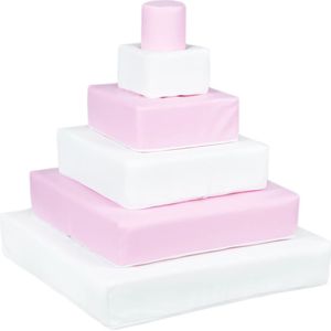 Foam blokken - stapel toren - 55x55x60cm - wit roze