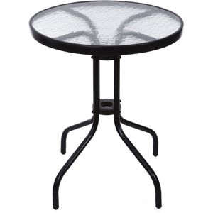 Bistrotafel - Rond - Zwart - Gehard Glas - 60 cm