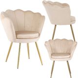 Schelp stoel - fauteuil - 58x51x88 cm - velvet - beige, goud
