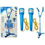 Kinder karaoke set - met 2 microfoons - met standaard - blauw