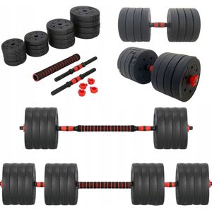 Halterset - verstelbare dumbbellset - 50 kg - zwart rood