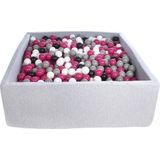 Ballenbak - stevige ballenbad - 120x120 cm - 1200 ballen Ø 7 cm - wit, roze, grijs, zwart.