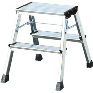 Huishoudtrap - 2x 2 treden - 45 cm hoog - aluminium