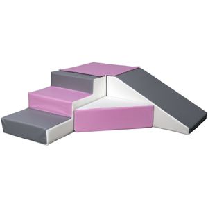 Schuimblokken speelgoed - met foam blokken glijbaan - wit, licht paars & grijs