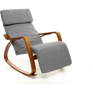 Schommelstoel relax fauteuil - grijs - verstelbare voetsteun