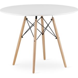 Eettafel - rond - 100 cm - wit - eetkamertafel