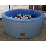 Ballenbak - stevige ballenbad - 90 x 30 cm - 200 ballen - wit,grijs, zwart, roze en blauw