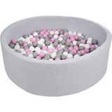 Ballenbak - stevige ballenbad - 125 cm - 600 ballen Ø 7 cm - wit, roze, grijs.